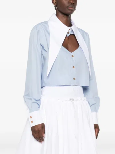 Vivienne Westwood Heart Cut Cropped Shirt Long Sleeves Buttons In Blue