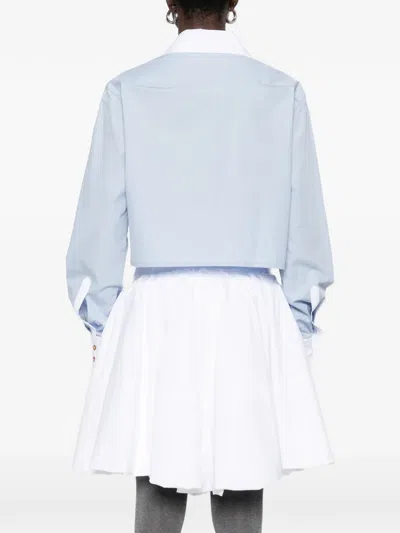 Vivienne Westwood Heart Cut Cropped Shirt Long Sleeves Buttons In Blue