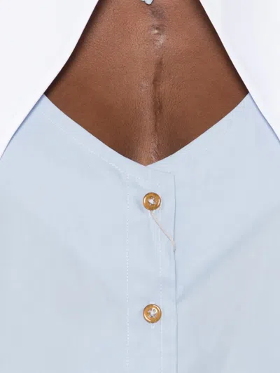 Vivienne Westwood Heart Cut Cropped Shirt Long Sleeves Buttons In Blue