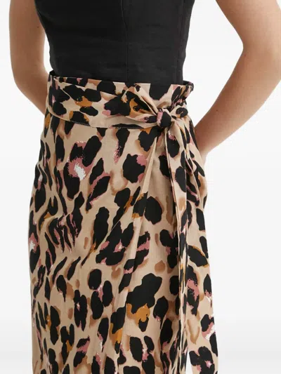 Never Fully Dressed Leopard-print Tie Midi Skirt In Multi