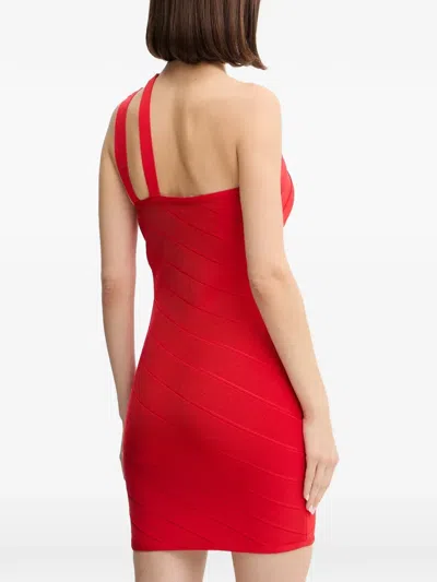 Herve Leger Molly One-shoulder Mini Dress In Red