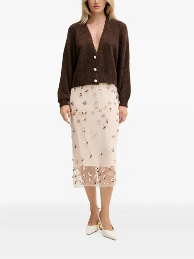 Forte Forte Embroidered-detail Midi Skirt In Neutral