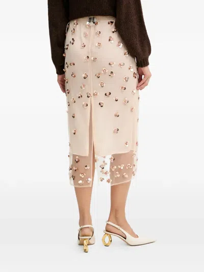 Forte Forte Embroidered-detail Midi Skirt In Neutral