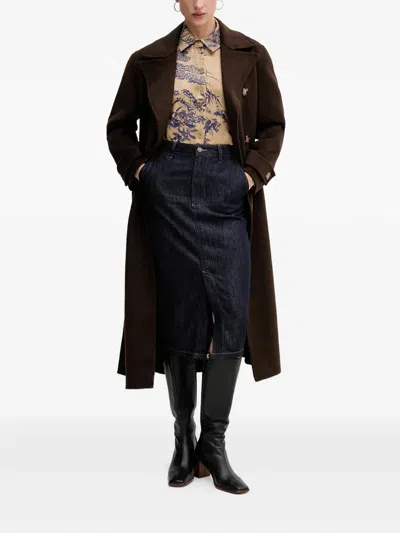 Pedro Del Hierro Button-up Belted Coat In Brown