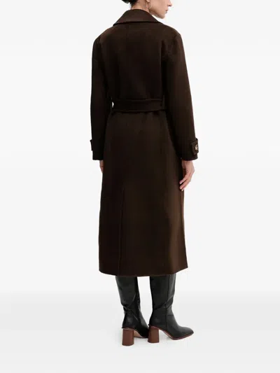 Pedro Del Hierro Button-up Belted Coat In Brown