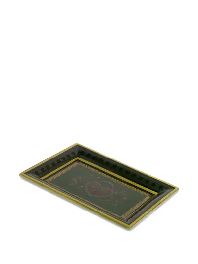 Etro Home Rectangular-shape Ceramic Tray (29.5cm X 20cm) In Green