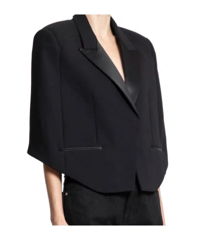 Khaite Satin-lapel Cropped Jacket In Black