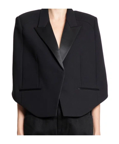 Khaite Satin-lapel Cropped Jacket In Black
