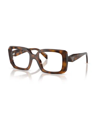 Prada Eyewear Rectangular Frame Glasses In Brown
