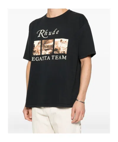 Rhude Classic Black T-shirt With Crew Neckline And Timeless Appeal In Black