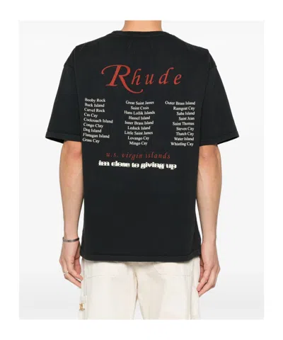 Rhude Classic Black T-shirt With Crew Neckline And Timeless Appeal In Black