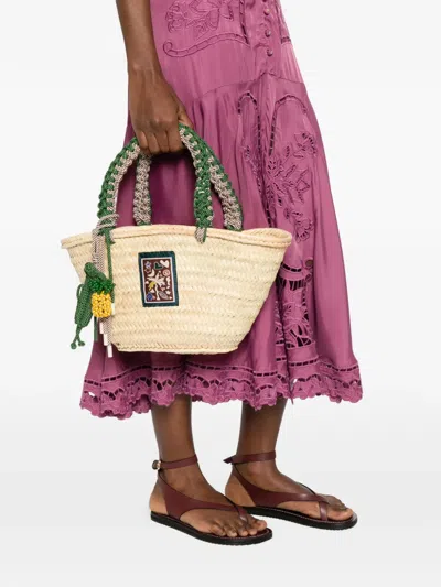 Alemais Macrame Midi Basket In Neutral