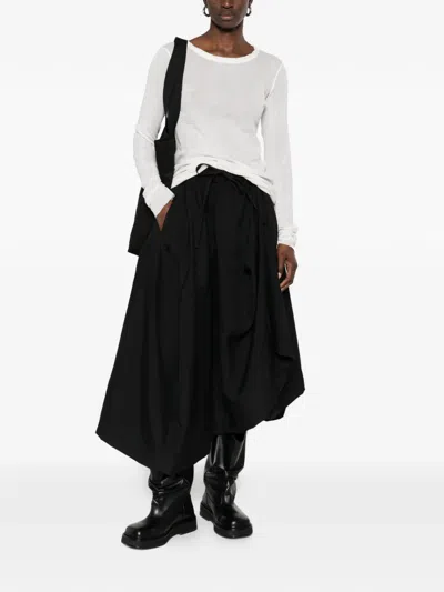 Y-3 Asymmetric-hem Midi Skirt In Black