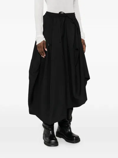 Y-3 Asymmetric-hem Midi Skirt In Black