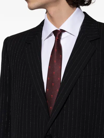 Alexander Mcqueen Skull-pattern Dotted Tie In Red