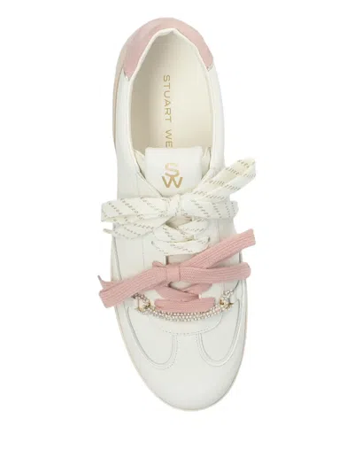 Stuart Weitzman Colton Lace-up Sneakers In White