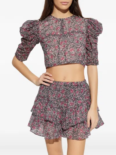 Isabel Marant Étoile Silva Floral-pattern Blouse In Brown