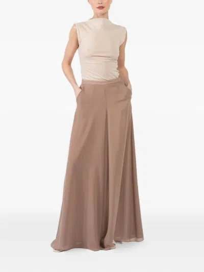 Lapointe Georgette Pockets Wide-leg Trousers In Brown