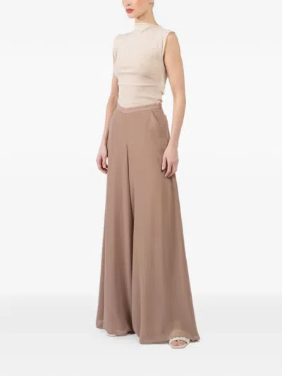 Lapointe Georgette Pockets Wide-leg Trousers In Brown