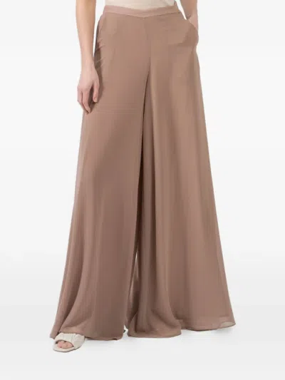 Lapointe Georgette Pockets Wide-leg Trousers In Brown
