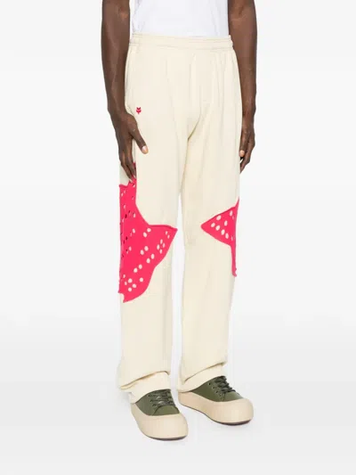 Kiko Kostadinov X Fox Lab Perforated Fox Fleece Joggers In Neutral