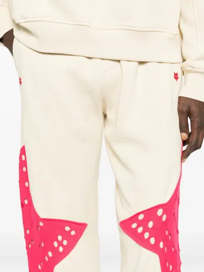 Kiko Kostadinov X Fox Lab Perforated Fox Fleece Joggers In Neutral