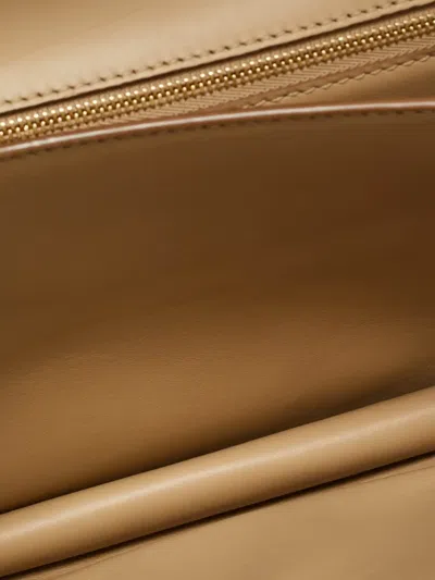 Pre-owned Burberry Medium Tb Leather Shoulder Bag In Neutral