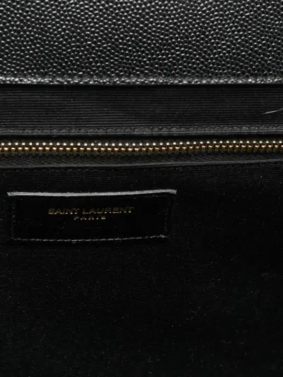 Pre-owned Saint Laurent Envelope Chevron Shoulder Bag In Black