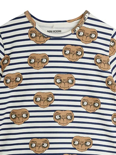 Mini Rodini Kids E.t. Stripe Aop T-shirt In White