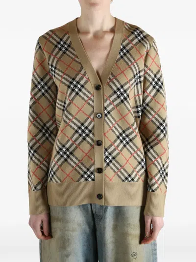 Burberry Check-pattern Cardigan In Neutral