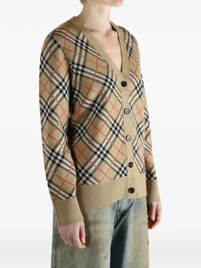 Burberry Check-pattern Cardigan In Neutral