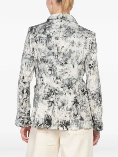 印花纽扣开合西装夹克