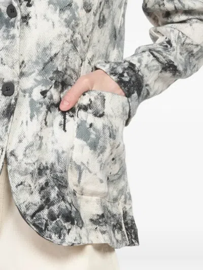 印花纽扣开合西装夹克