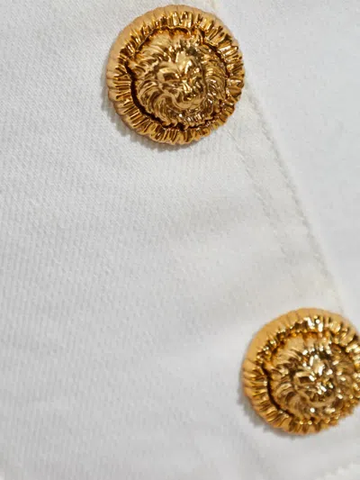 Balmain Button Square-neck Top In White