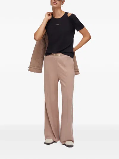 Liu •jo Chain-detail Knitted Trousers In Brown