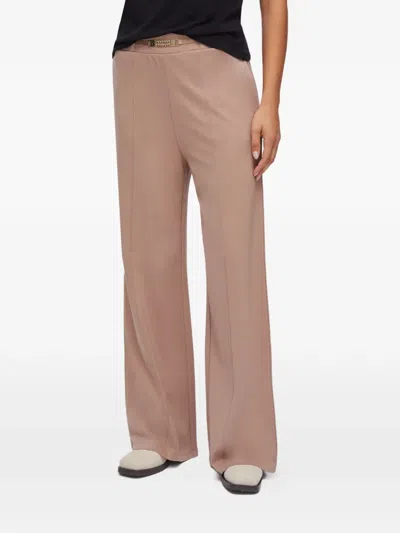 Liu •jo Chain-detail Knitted Trousers In Brown