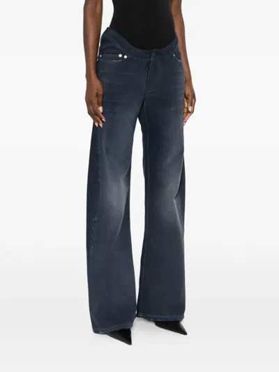 Balenciaga Women Blue Five-pocket Jeans With Curved Waist And Faded Effect In Cotton Woman In Blue