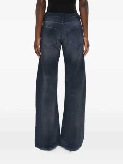 Balenciaga Women Blue Five-pocket Jeans With Curved Waist And Faded Effect In Cotton Woman In Blue