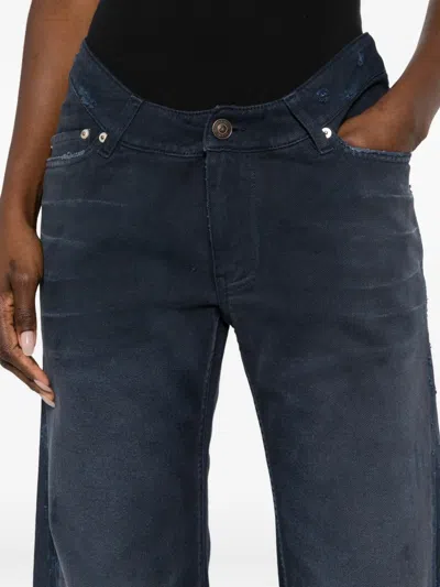 Balenciaga Women Blue Five-pocket Jeans With Curved Waist And Faded Effect In Cotton Woman In Blue