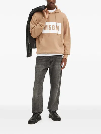 Msgm Drawstring Logo-print Hoodie In Multi