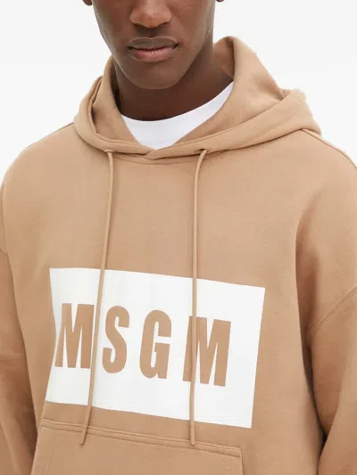 Msgm Drawstring Logo-print Hoodie In Multi