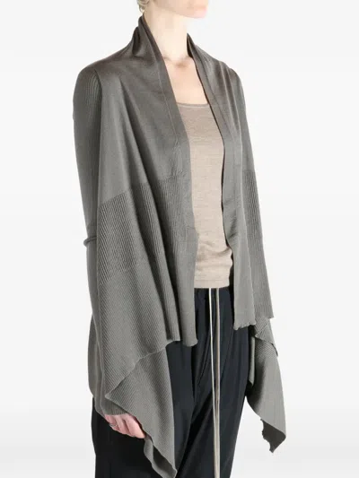 Rick Owens Long-sleeve Open-front Cardigan In Gray