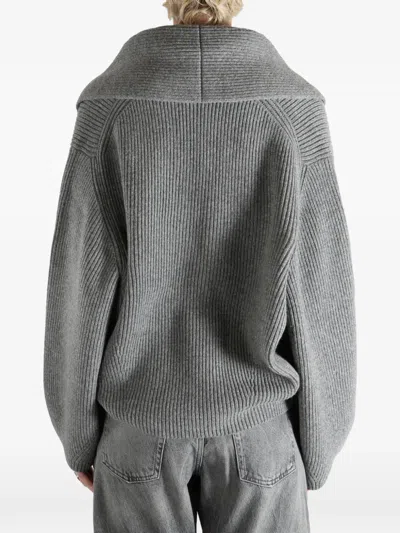 Totême Womens Grey Shawl-lapel Knitted Wool-blend Cardigan In Gray