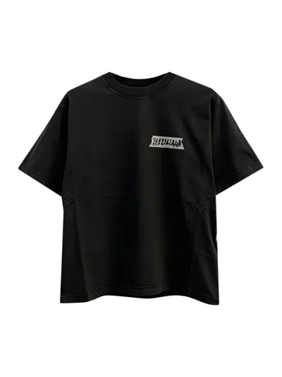 Balenciaga Medium Fit Masking Tape Logo Dry Jersey T-shirt In Black