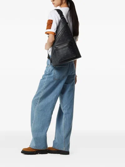 Mcm Adjustable-strap Sling Back In Red