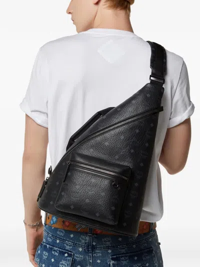 Mcm Adjustable-strap Sling Back In Red