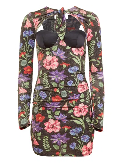 Fleur Du Mal Wildfleur Balconette Mini Dress In Black