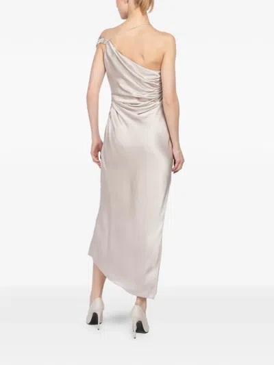 The Sei Asymmetric Midi Dress In Neutral