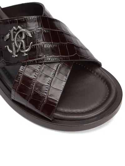 仿鳄鱼纹LOGO凉鞋