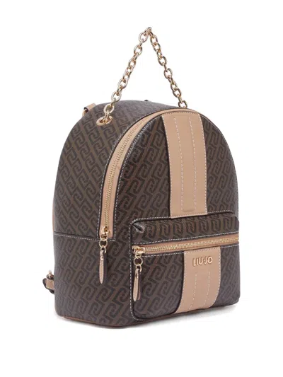 Liu •jo Monogram-pattern Backpack In Brown